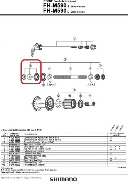 KONUSEINHEIT SHIMANO, FH-M590, LINKS
